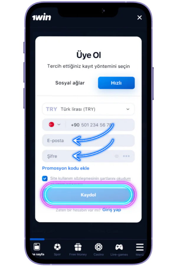 Hesap oluşturun